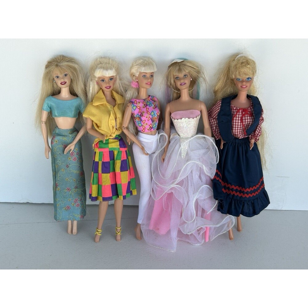 Vintage 1990s Barbie Doll Lot 5 School Fun Costume Ball Secret Hearts Skipper